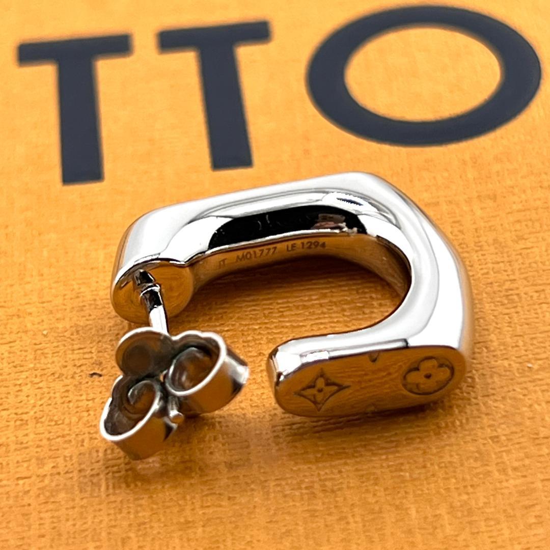 【極美品】ルイヴィトン ピアス モノグラム チェーン シルバー