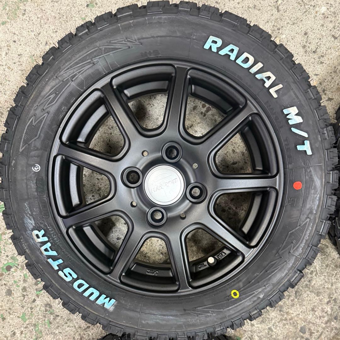 新品タイヤ！ホワイトレター 155/65R13 ホイールセット マッドスター
