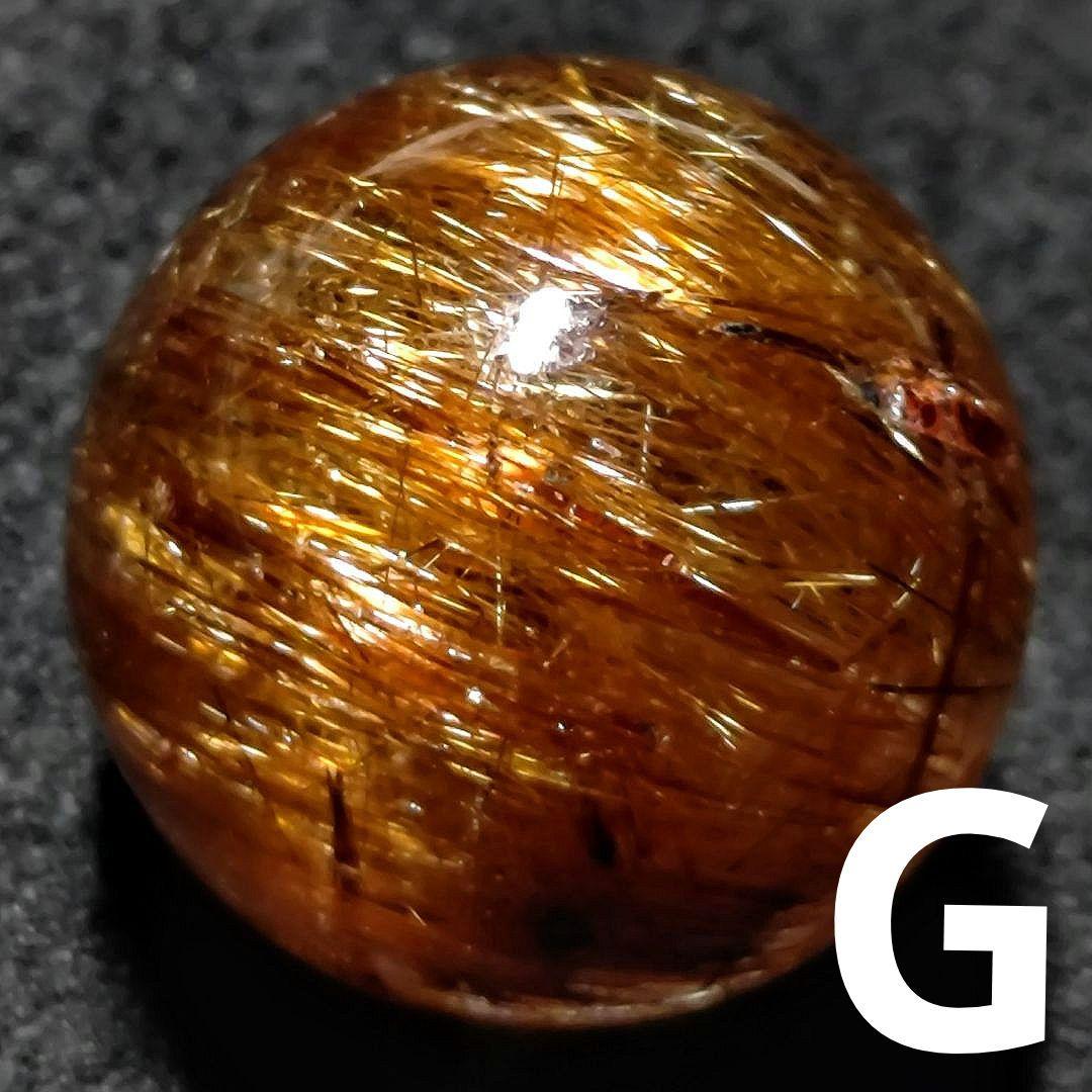 ★リッチキャッツアイブロンズルチル 14.3ミリ珠ビーズG(SA+)