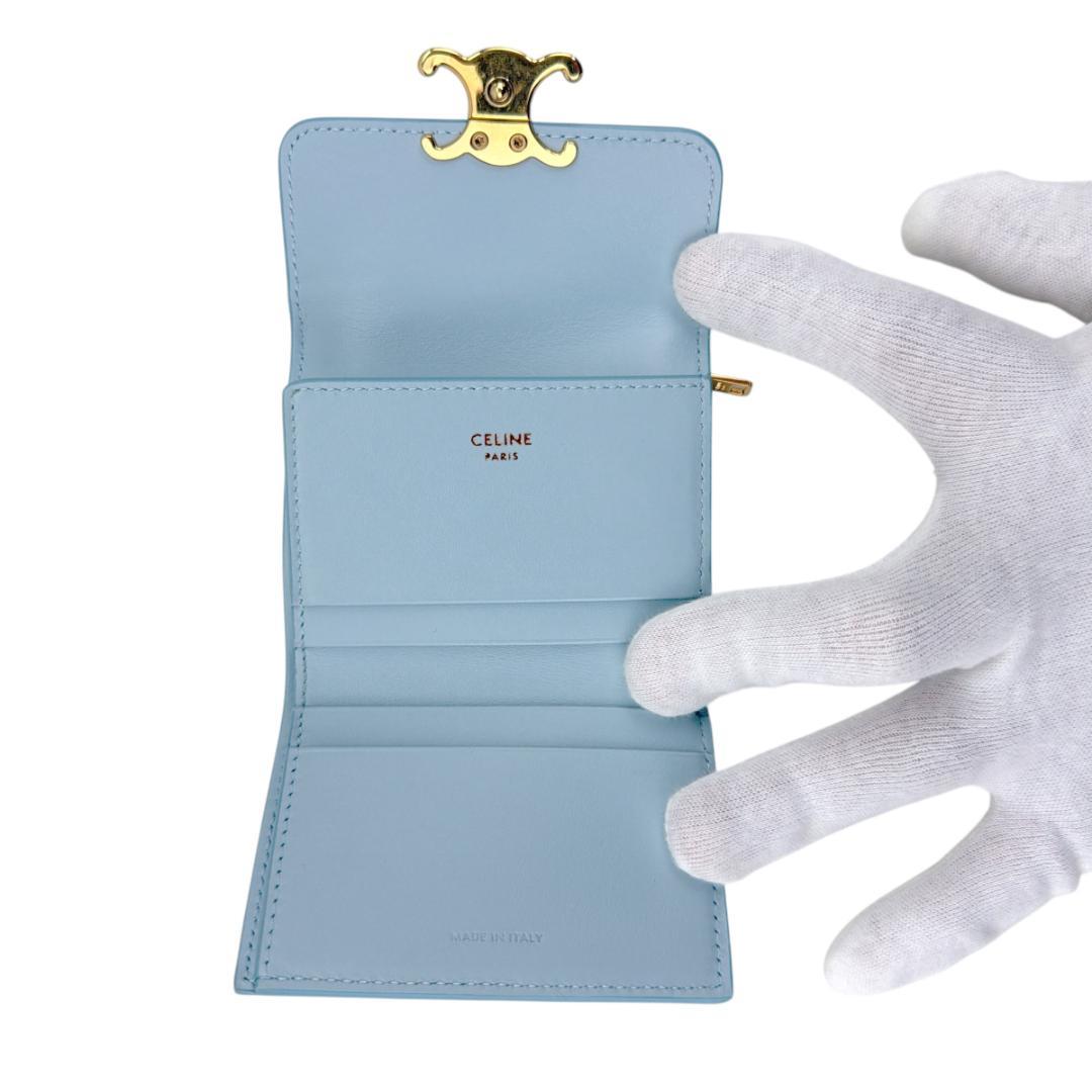 CELINE 三つ折り財布 スモール トリオンフ フラップ ウォレット ブルー