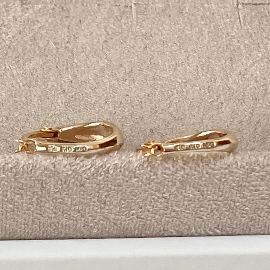 ete ミストピンクゴールド フープピアス K10 K18ポスト
