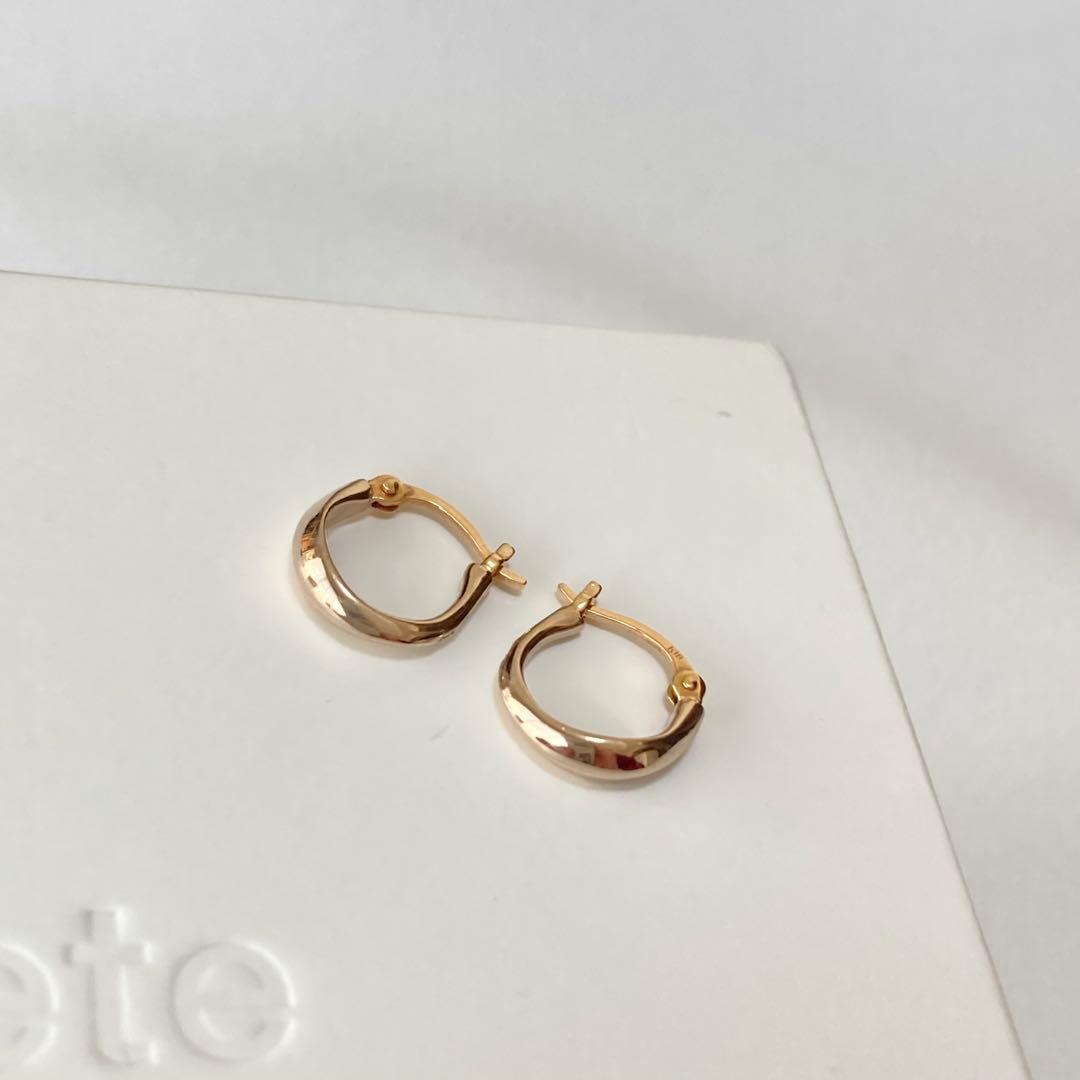 ete ミストピンクゴールド フープピアス K10 K18ポスト