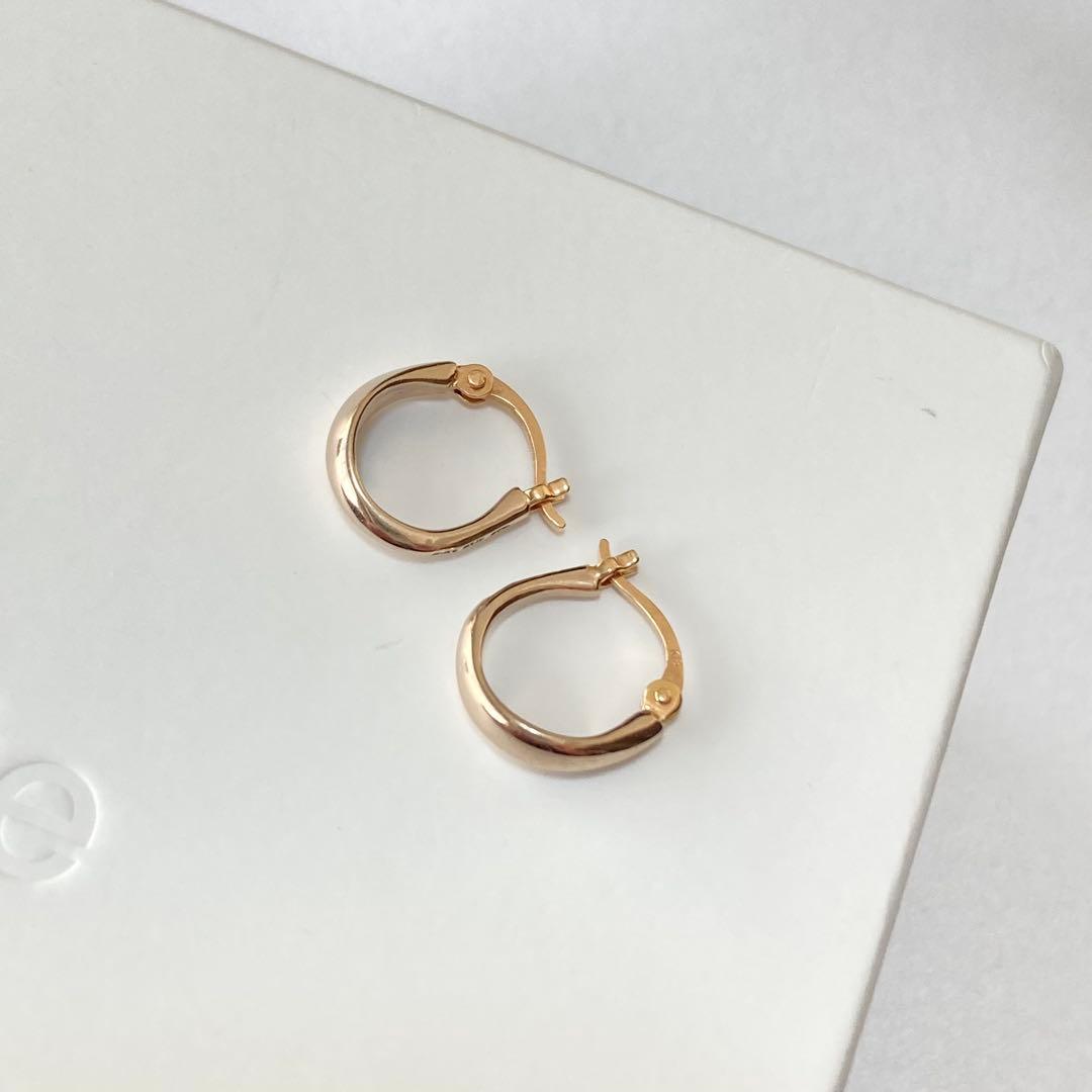 ete ミストピンクゴールド フープピアス K10 K18ポスト