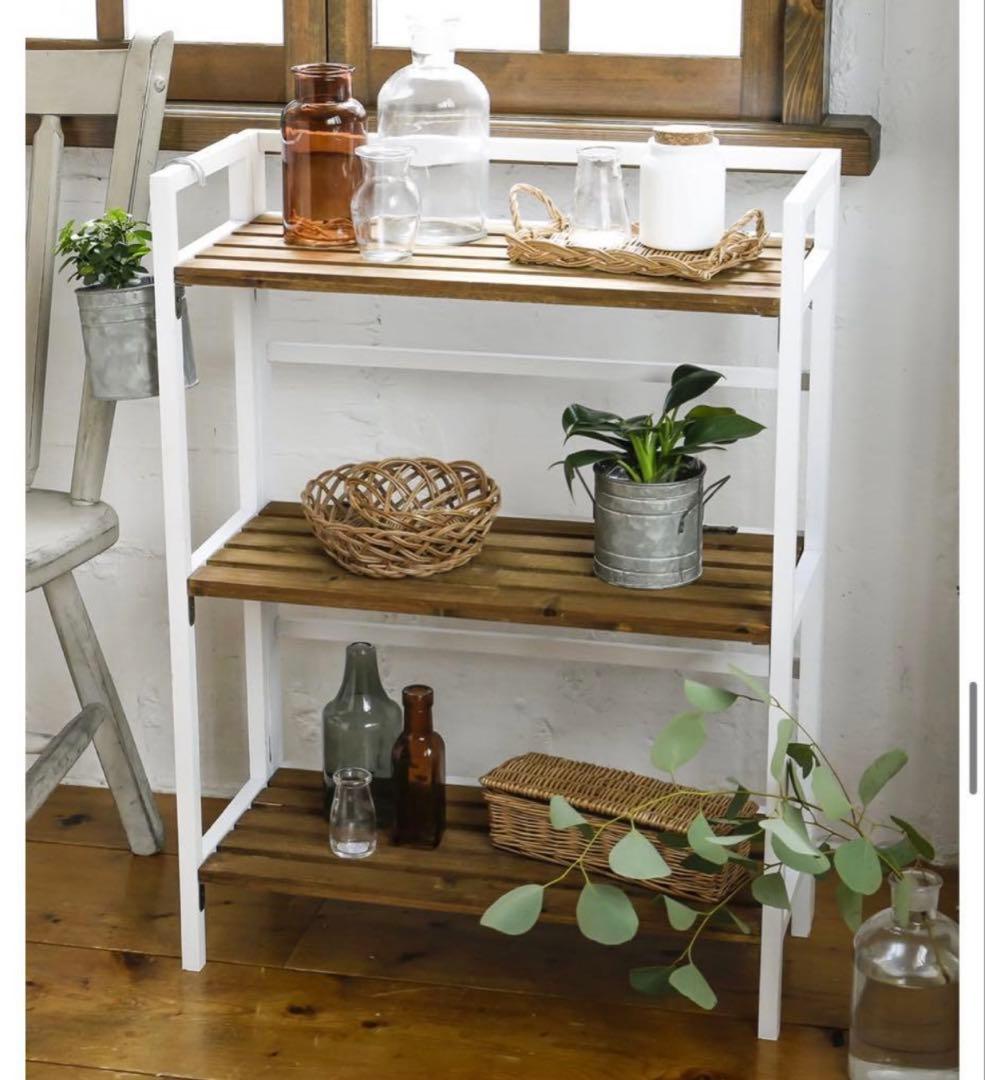 お値下げしました。Salut!サリュ　オールドウッド折りたたみ3段ラック