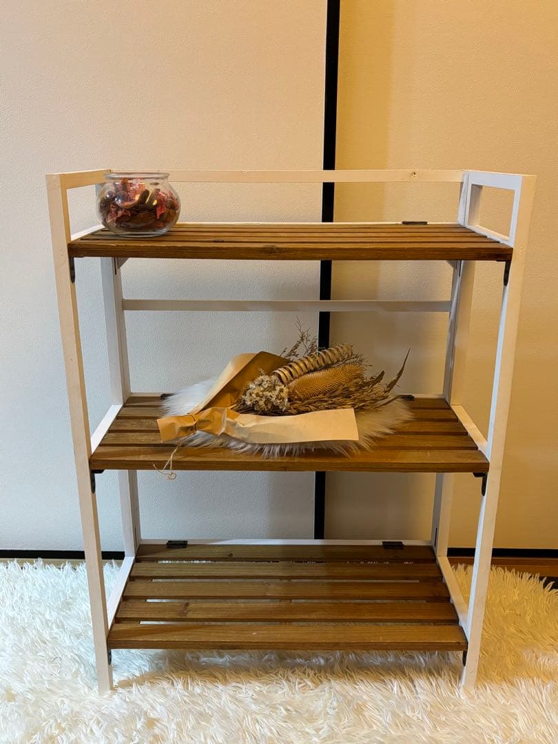 お値下げしました。Salut!サリュ　オールドウッド折りたたみ3段ラック