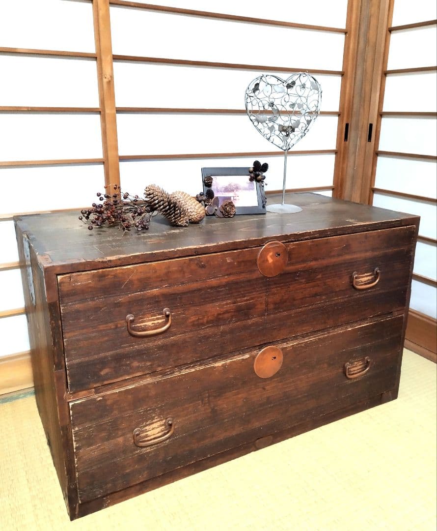 ビンテージ チェスト 箪笥 テレビ台 ローボード シャビー 昭和レトロ