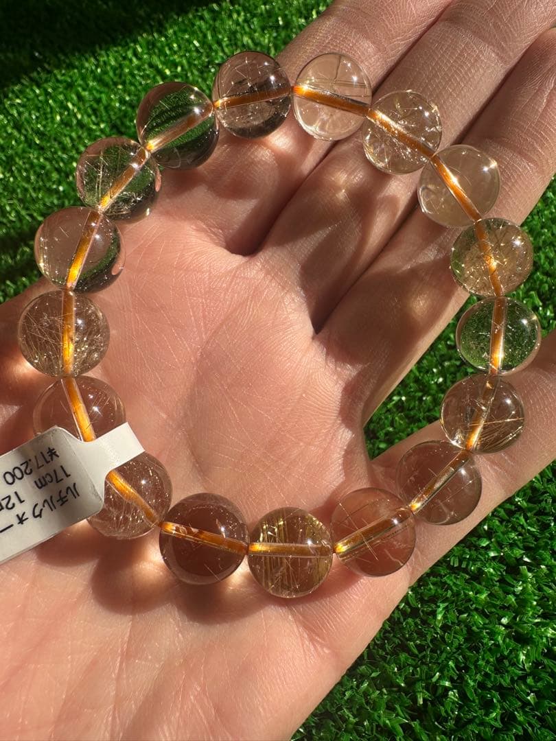 ルチルクォーツ ブレスレット（12mm・内周約17cm） クリスタルスタンド付き