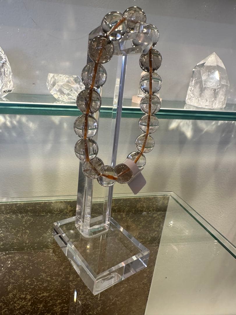 ルチルクォーツ ブレスレット（12mm・内周約17cm） クリスタルスタンド付き