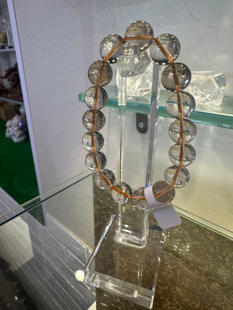 ルチルクォーツ ブレスレット（12mm・内周約17cm） クリスタルスタンド付き