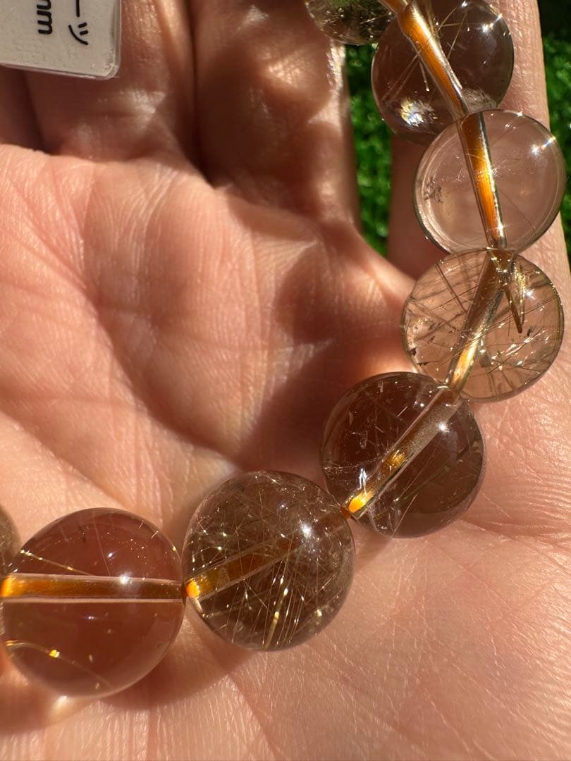 ルチルクォーツ ブレスレット（12mm・内周約17cm） クリスタルスタンド付き