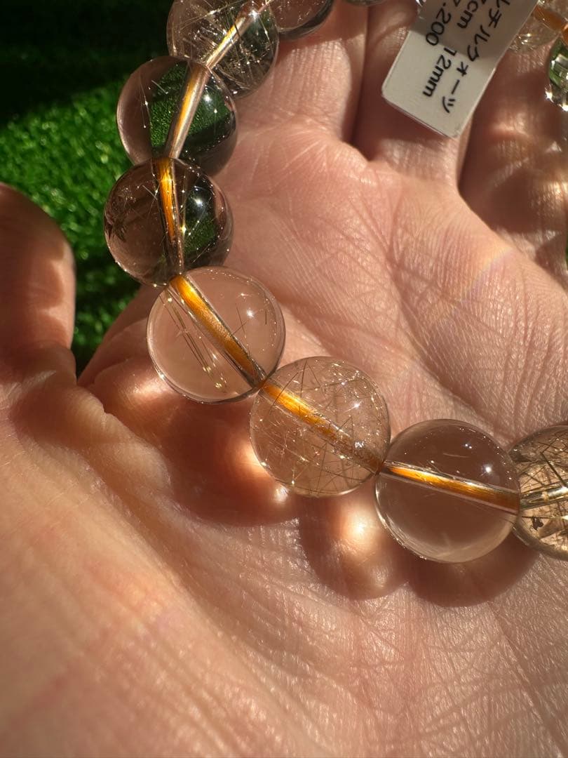 ルチルクォーツ ブレスレット（12mm・内周約17cm） クリスタルスタンド付き