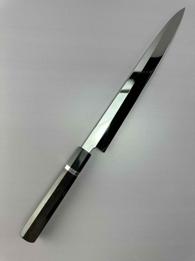 5544 柳刃包丁 尺 ウルトラ鏡面仕上げ 刺身包丁 和包丁 黒檀黒水牛角八角柄