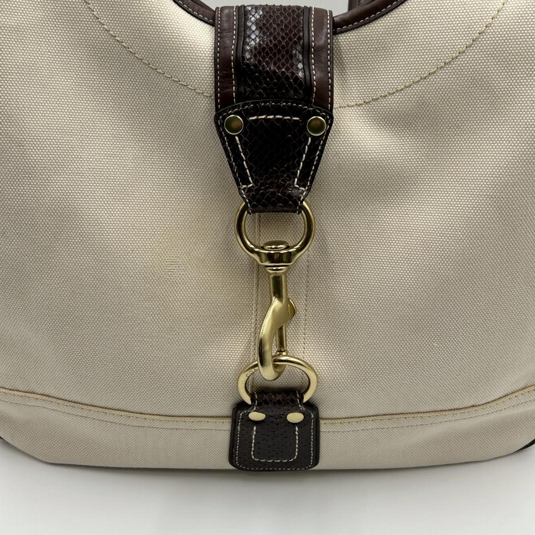 美品✨コーチ トートバッグ キャンバス レザー サイドターンロック 10779