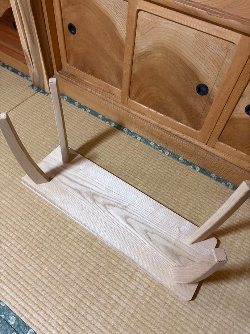 1334建具屋58年のおじいさんの手作り木製サイドテーブル、スツール