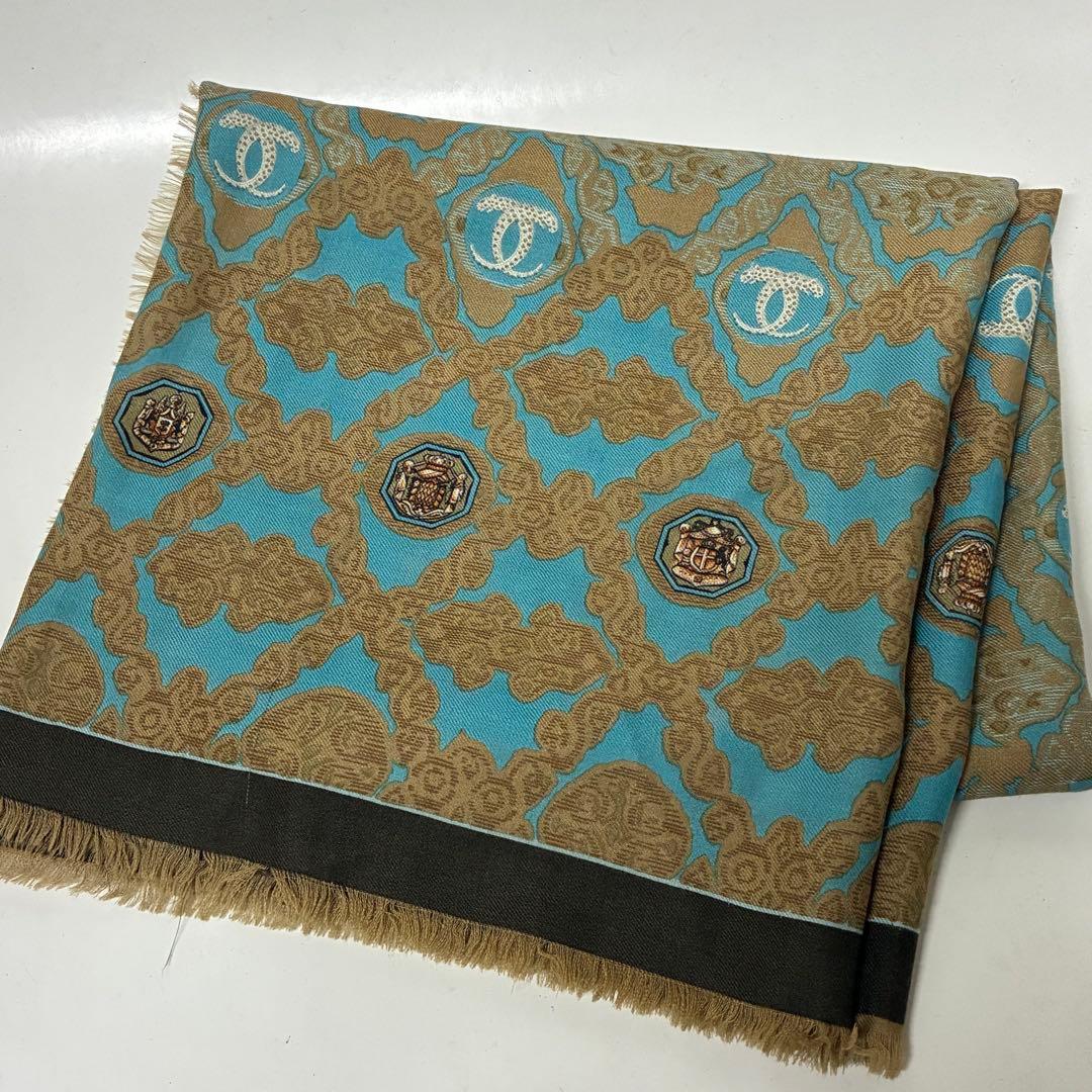 【CARTIER】2Cロゴ 大判ショール ウール/シルク混毛 イタリー製