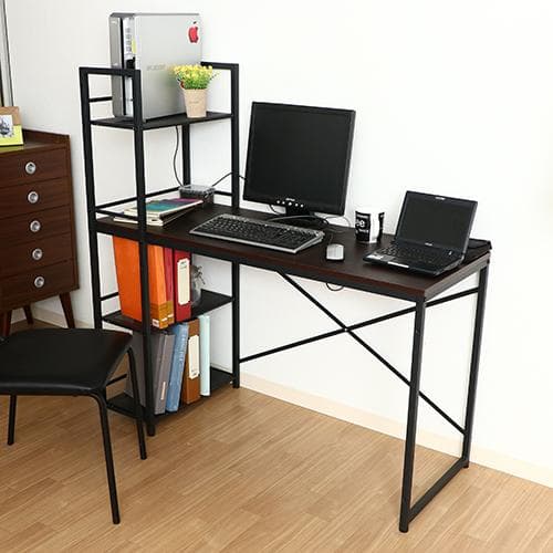 【新品・送料無料】ラック付きデスク ルール 奥行49cm ダークブラウン