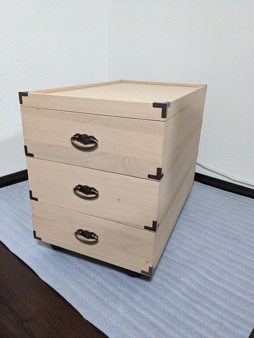 総桐 収納ケース 3段 キャスター付き 押入れ収納