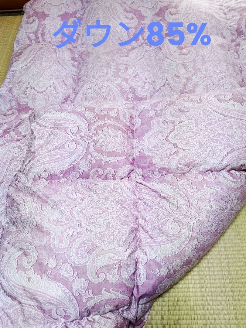 【美品】新品カバー付き　羽毛掛ふとん　日本製　シングル　ペイズリー柄