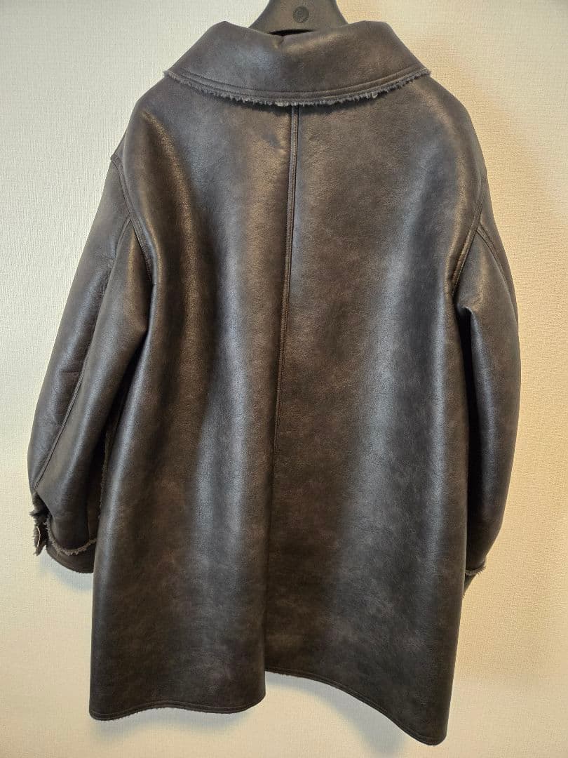 あん think fur_Eco Leather Jacket black