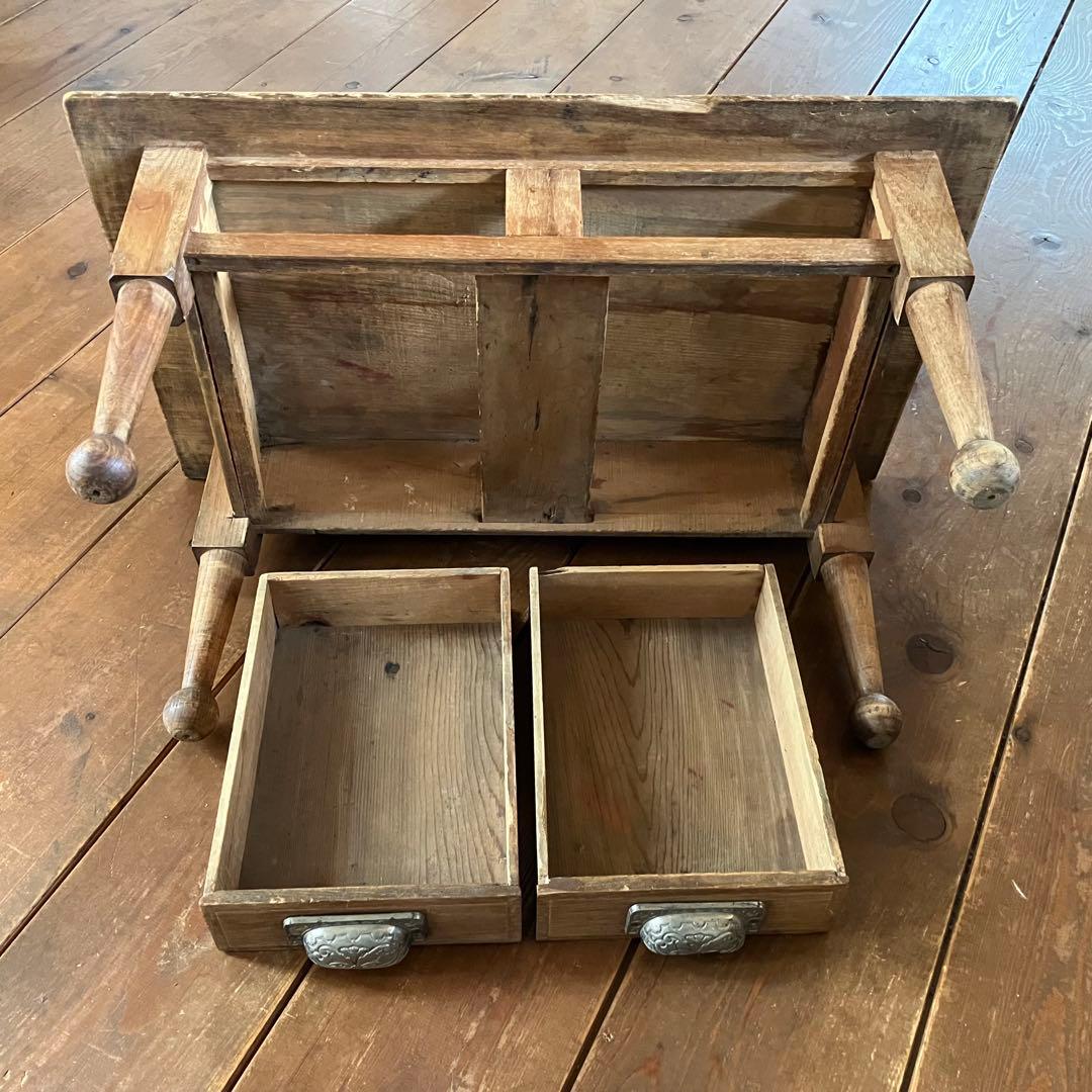 b*p様 文机 引き出し(2杯付き) アンティーク ろくろ足 ちゃぶ台 古家具