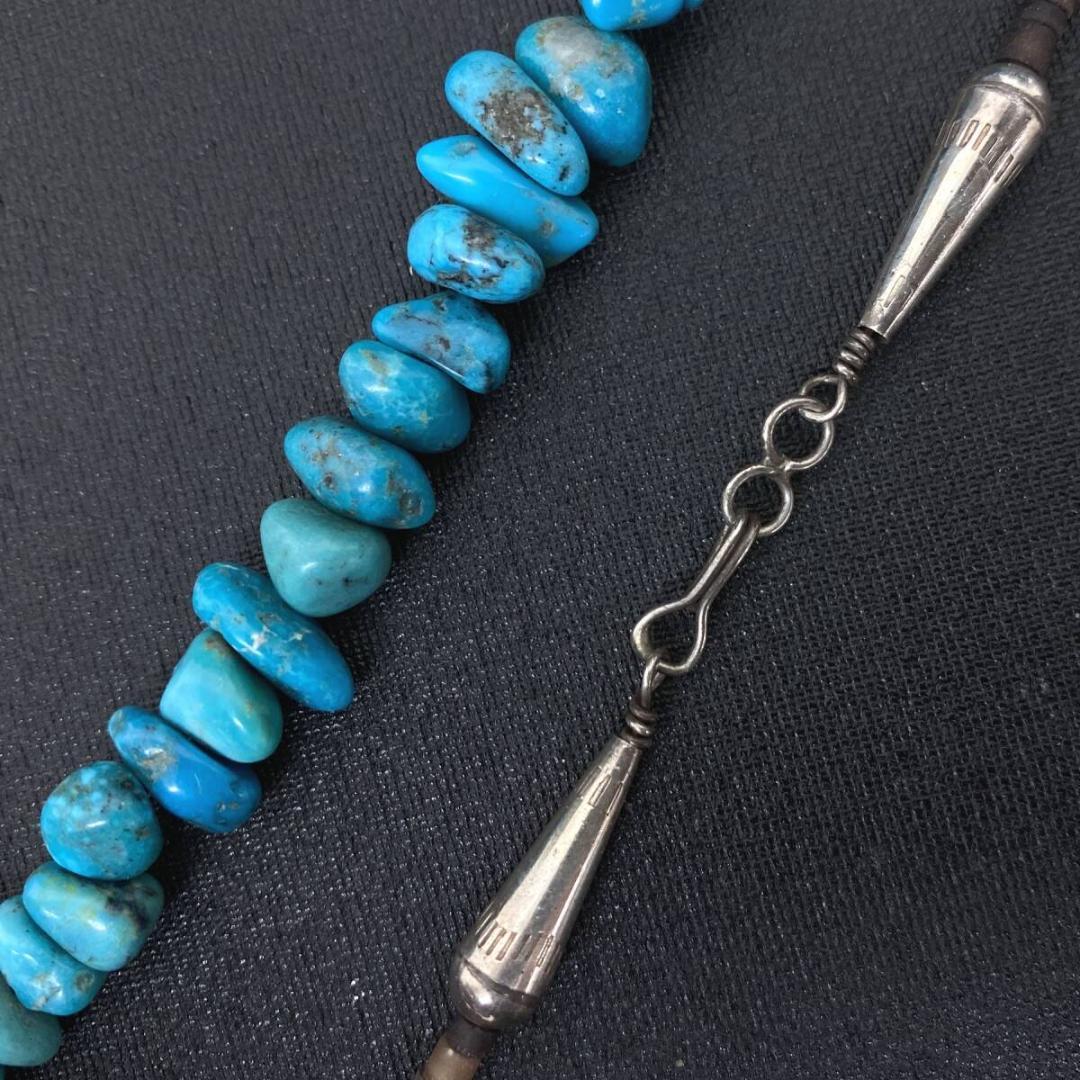 NAVAJO OLD シルバー 925 ターコイズ ビーズ ネックレス 55cm