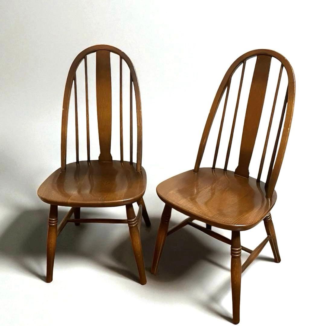 【良品】飛騨産業 キツツキ ボウバックウィンザーチェア　2脚セット②