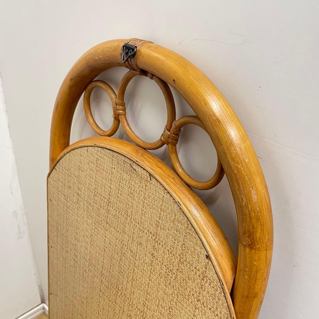 Hoshi 籐 ラタン アーチ型ミラー 鏡 壁掛け 姿見 ビンテージ