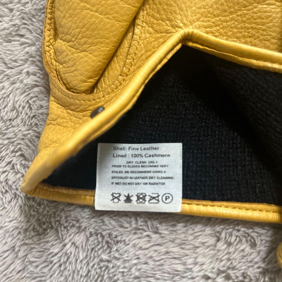 デンツ　イエロー レザー ファインレザー　カシミヤライニング