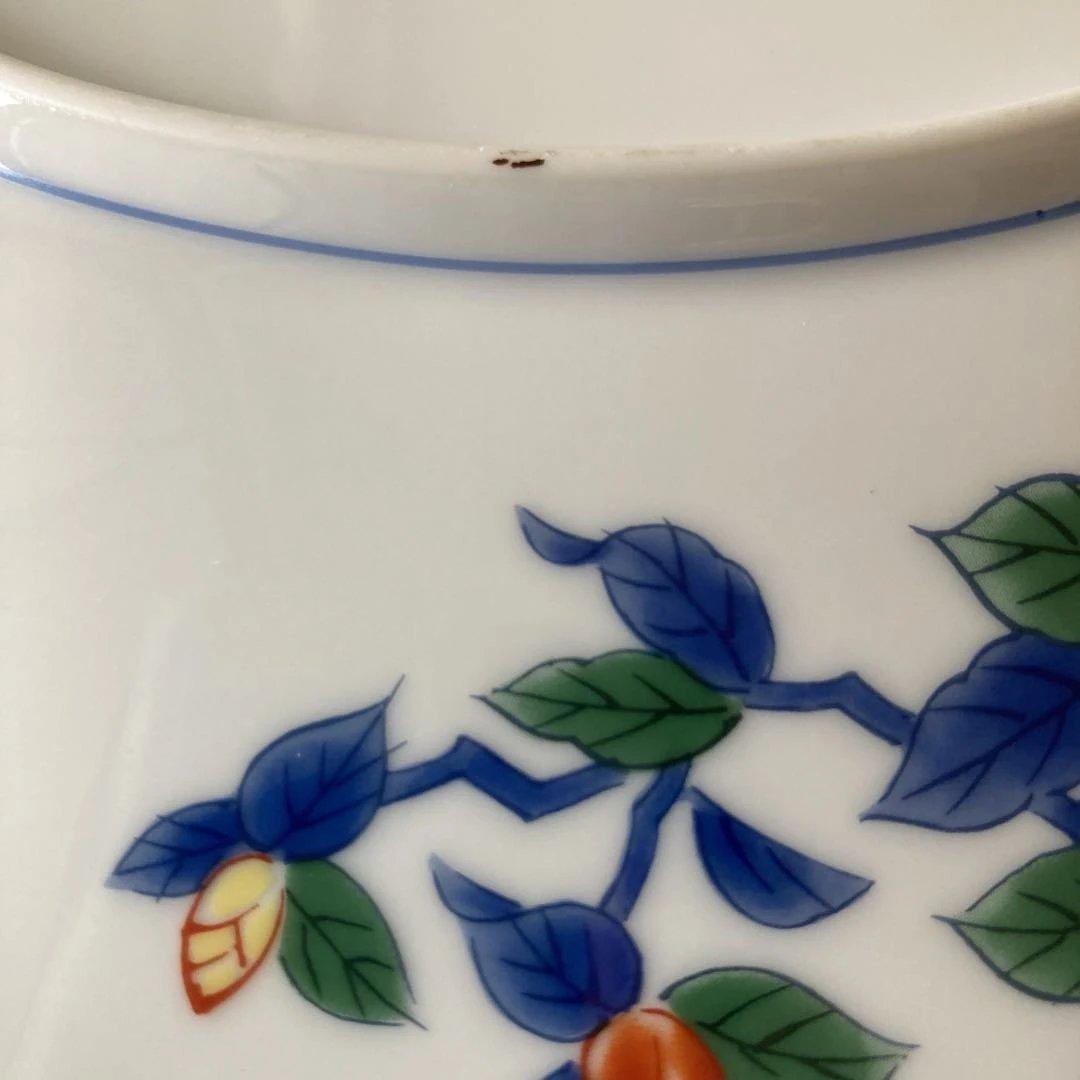 青地花柄 大皿 京焼 醍醐 友禅 直径29.3cm 裏面花柄装飾 高台欠けあり