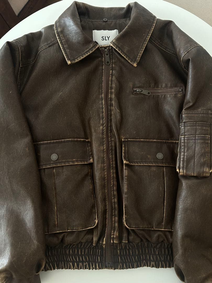 SLY WASHED PUFFER ブルゾン レザー ショート ブルゾン