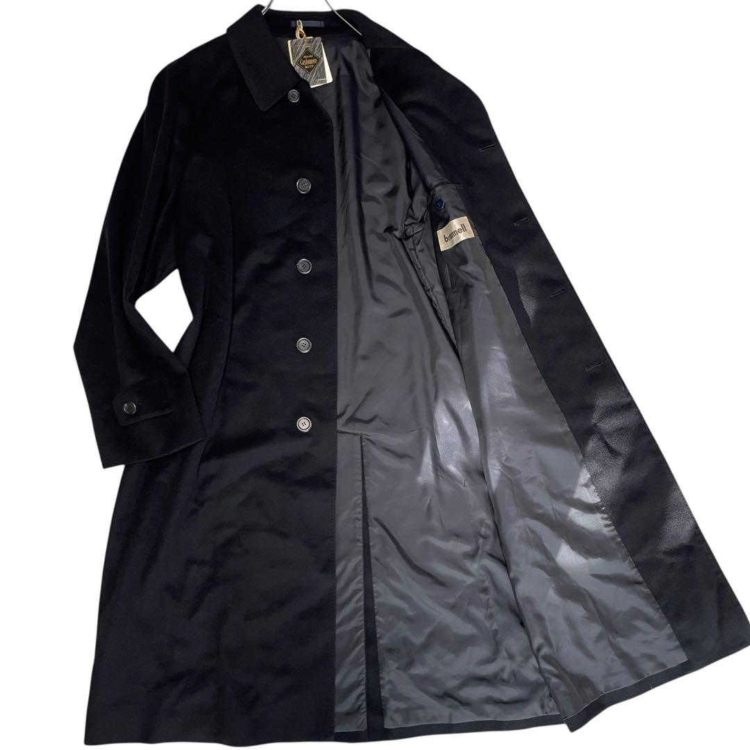 【カシミヤ60%×未使用に近い×日本製】マキシ丈比翼チェスターコート 濃紺 XL