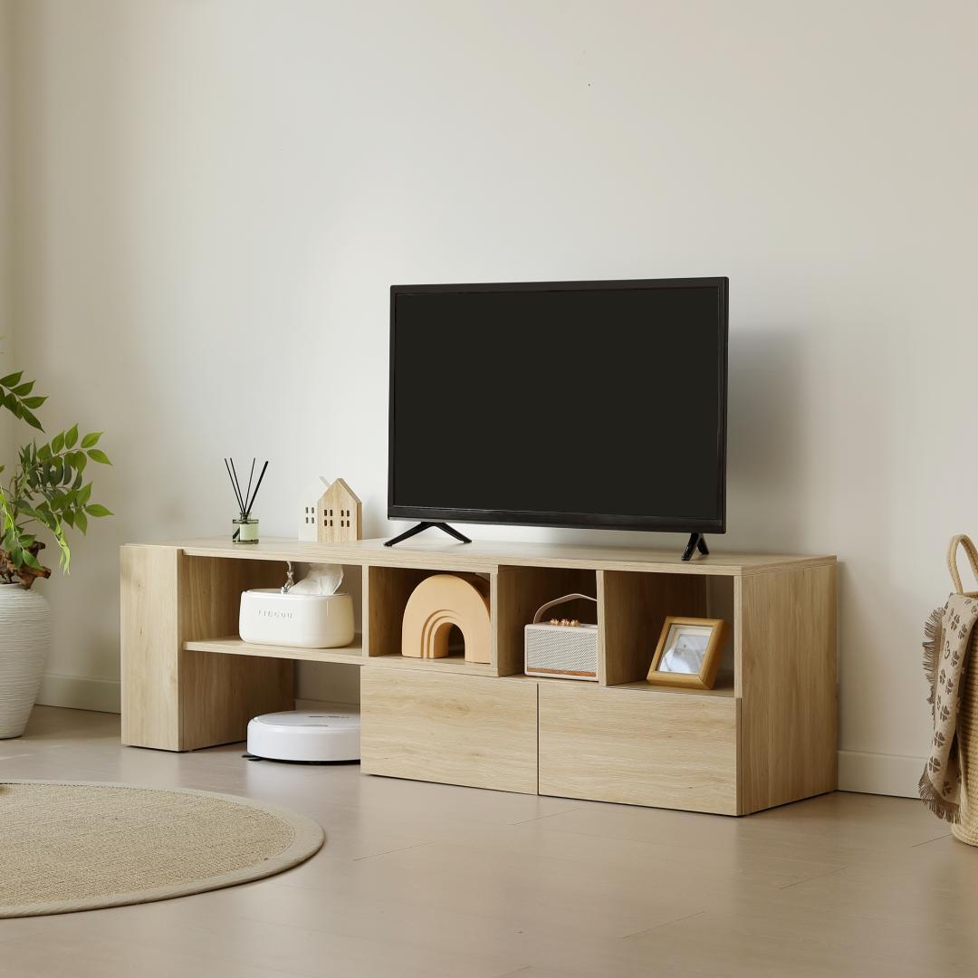 テレビ台 ローボード 伸縮自由 L字収納　幅95～169cm　NATURAL