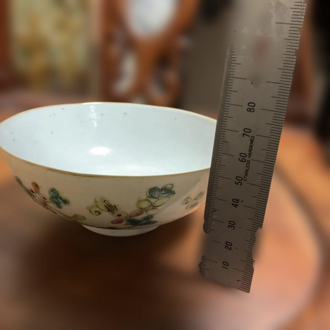 中国　民国時代の花柄 飯碗