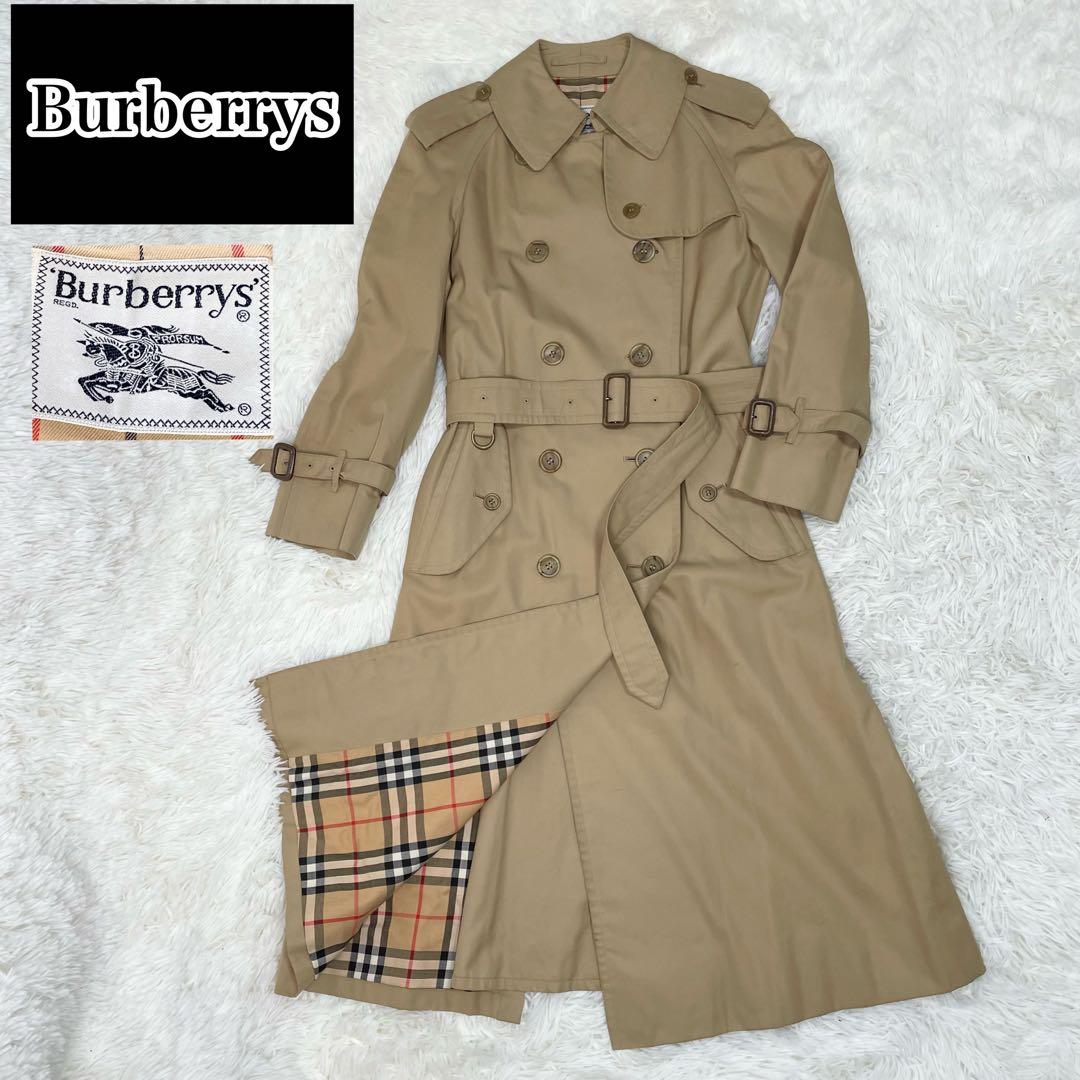 美品 BURBERRY バーバリー トレンチコート ベルト ノバチェック 90年
