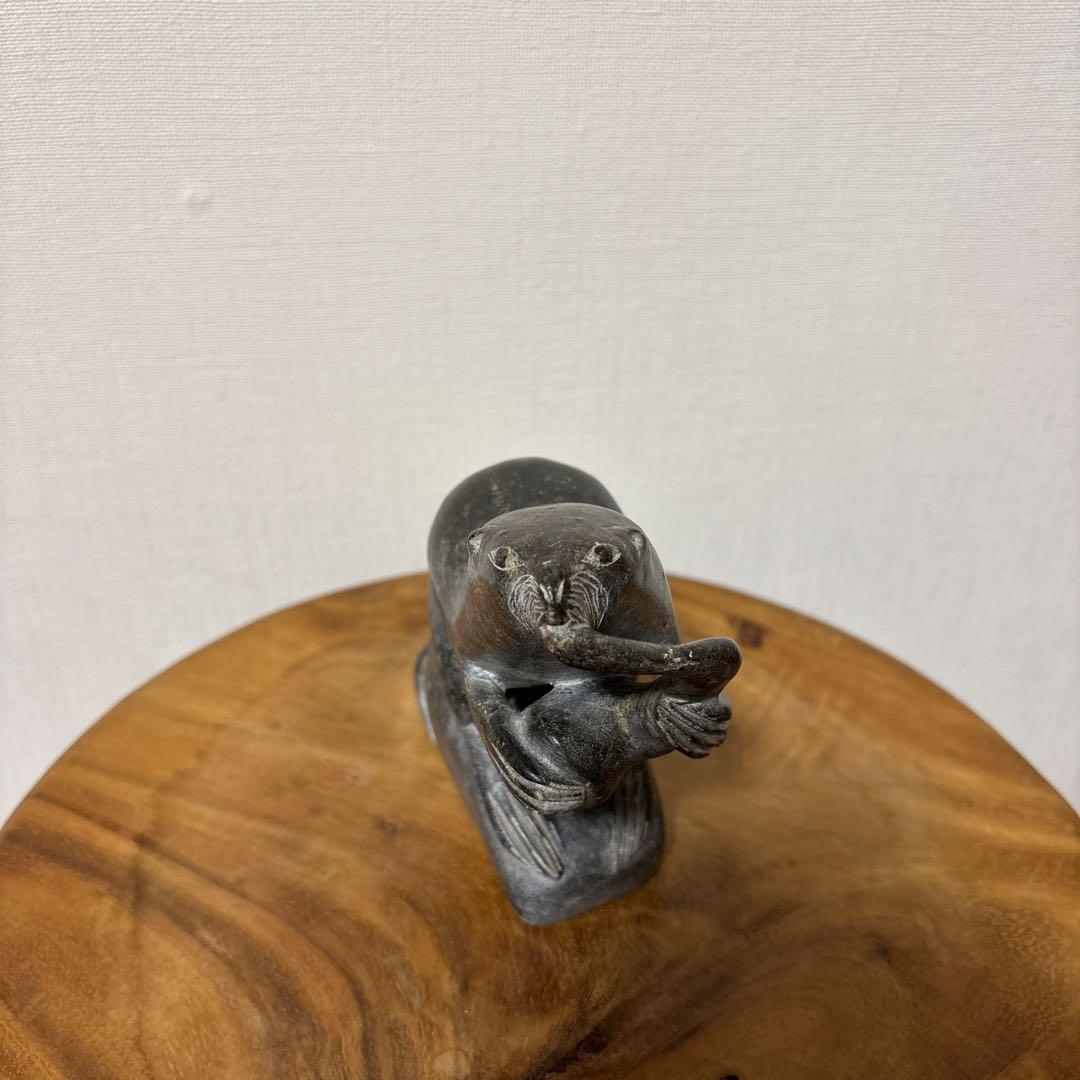 ヴィンテージ 石製 ストーン エスキモー アート インテリア オブジェ 置物