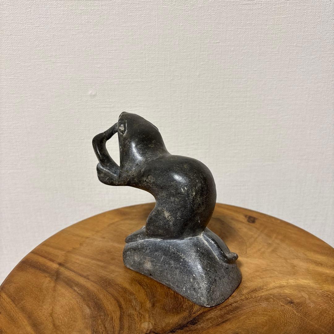 ヴィンテージ 石製 ストーン エスキモー アート インテリア オブジェ 置物