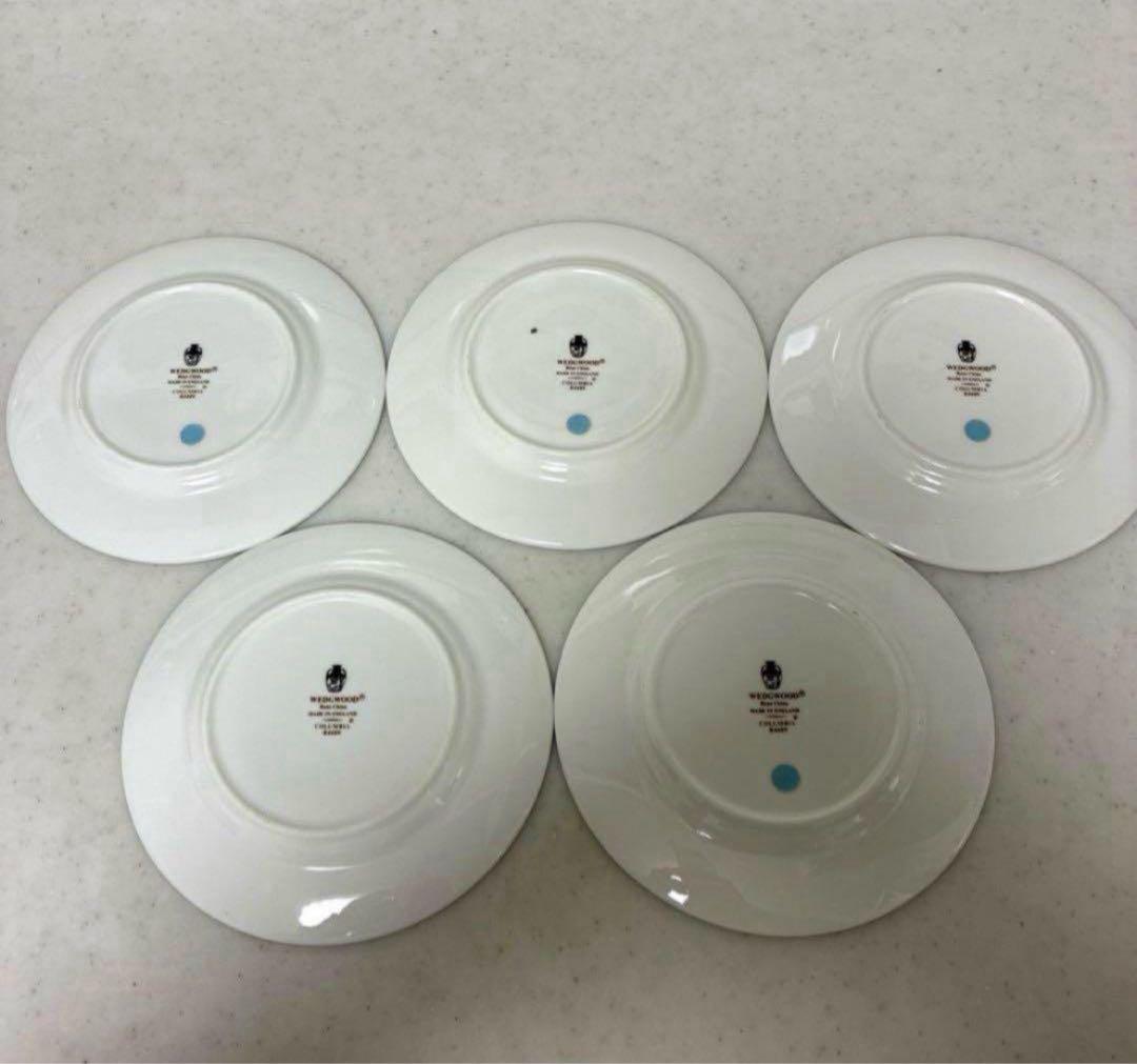 【美品】ウェッジウッド　コロンビアセージグリーン　15.3cm×5枚 黒壺