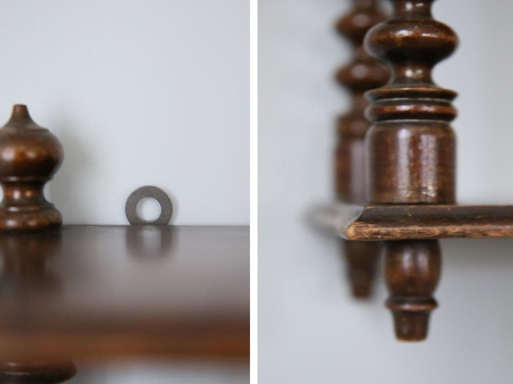 フランスアンティーク木製ウォールシェルフ/壁掛けラック/飾り棚(90-184)