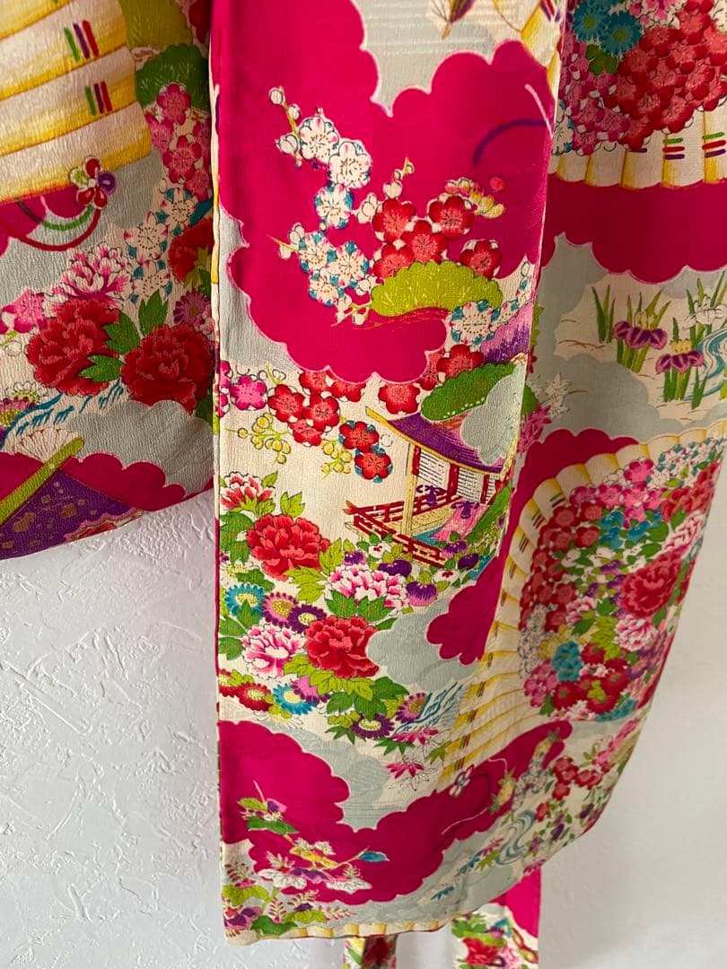 七五三　3歳　アンティークお着物セット　ハンドメイド　正絹総絞りの被布コーデ