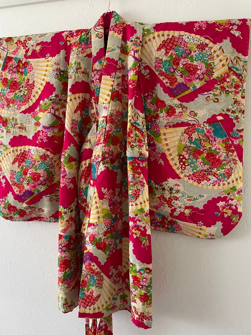 七五三　3歳　アンティークお着物セット　ハンドメイド　正絹総絞りの被布コーデ