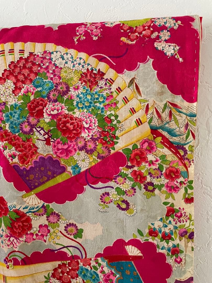 七五三　3歳　アンティークお着物セット　ハンドメイド　正絹総絞りの被布コーデ