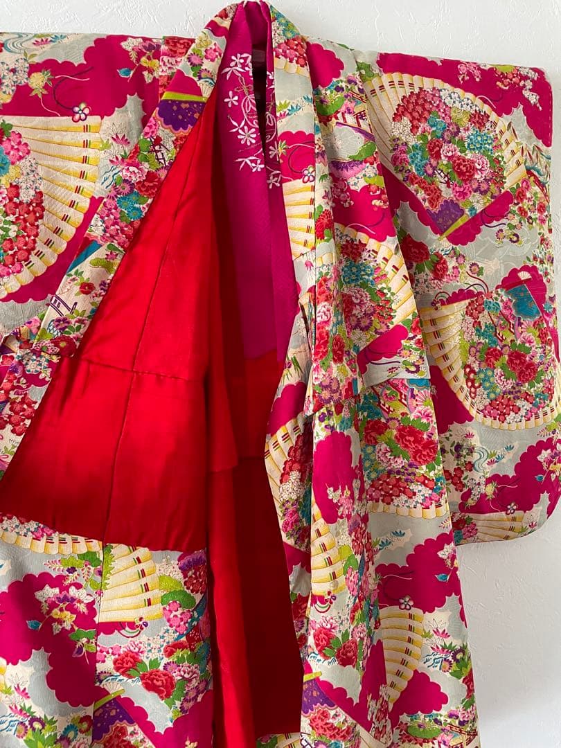 七五三　3歳　アンティークお着物セット　ハンドメイド　正絹総絞りの被布コーデ