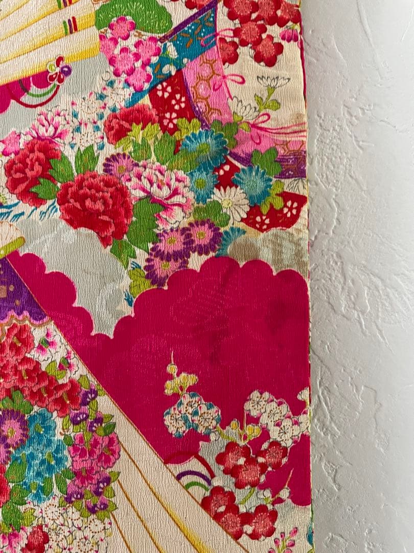 七五三　3歳　アンティークお着物セット　ハンドメイド　正絹総絞りの被布コーデ