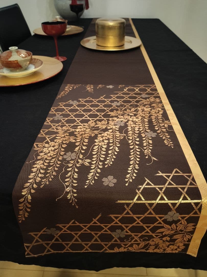 A928★逸品‼️ ひな祭り‼️正絹テーブルランナー2m14cm