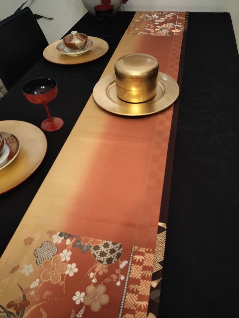 A928★逸品‼️ ひな祭り‼️正絹テーブルランナー2m14cm