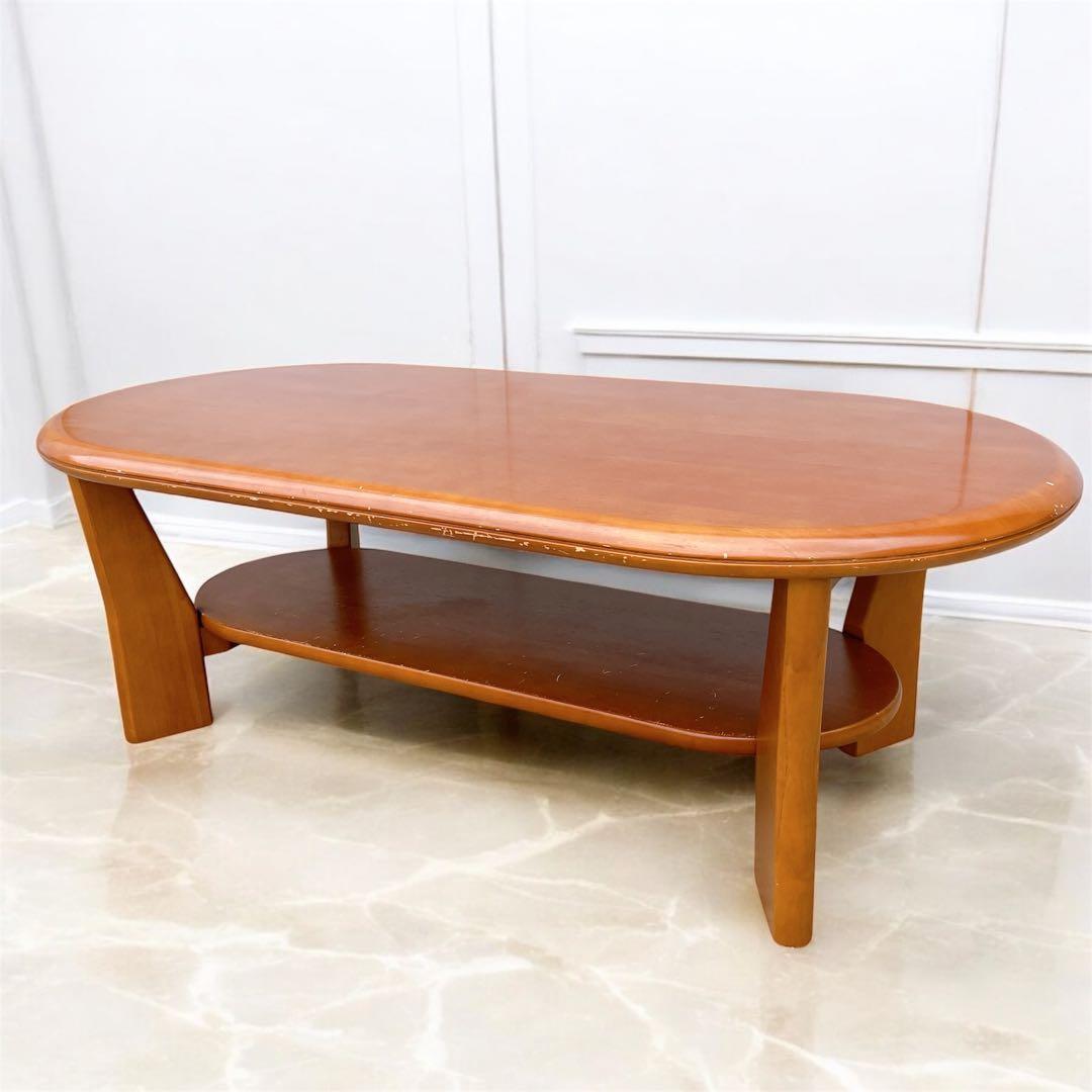 【送料込】マルニ木工 天然木 センターテーブル 楕円形 ローテーブル