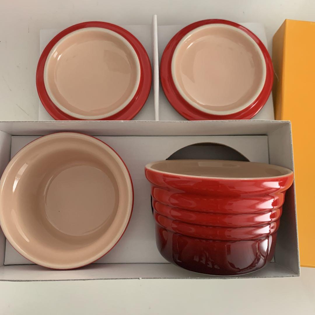 新品ル・クルーゼ　チェリーレッド　食器　蓋付きラムカン
