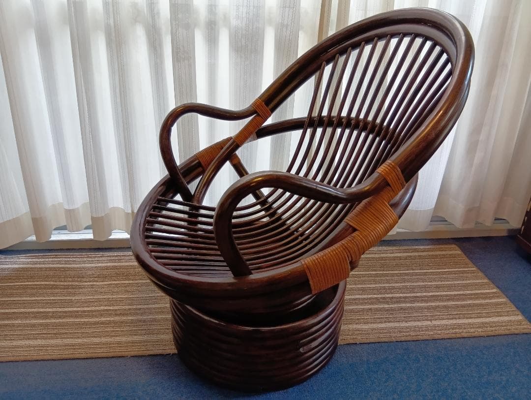 かんぺいです！ラタンチェア 360度 回転式 ロッキングチェア