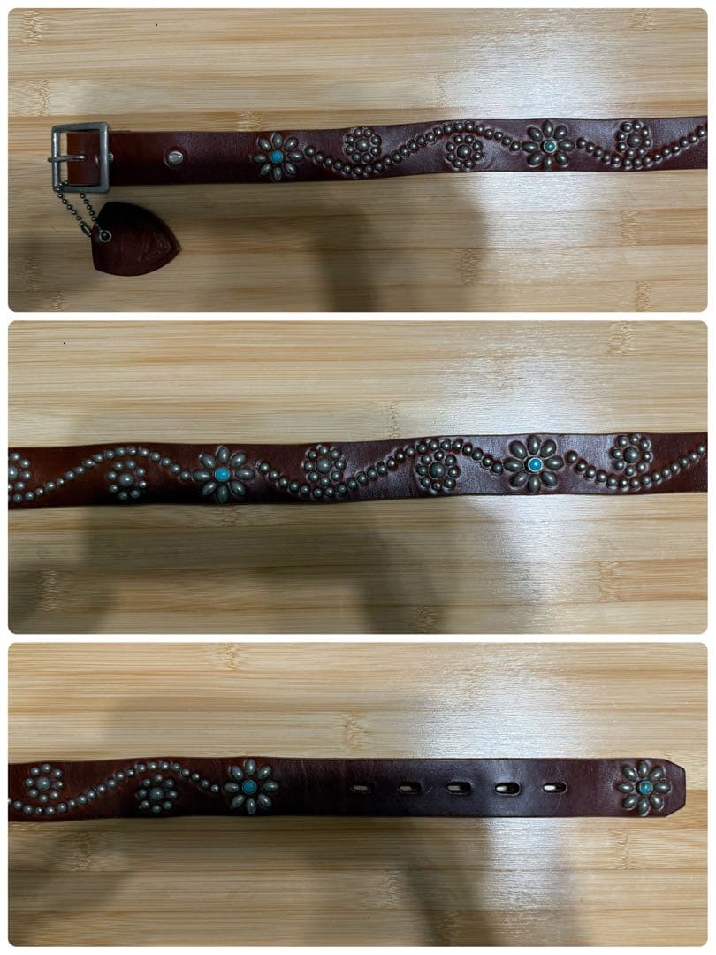 ⭐️新品⭐️HTC⭐️フラワーターコイズ⭐️シルバースタッズ⭐️ブラウンレザー⭐️34インチ