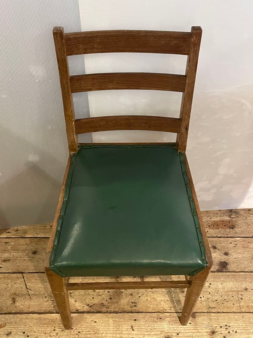 イス　椅子　木製　チェア　インテリア　昭和レトロ　家具　年代物　緑